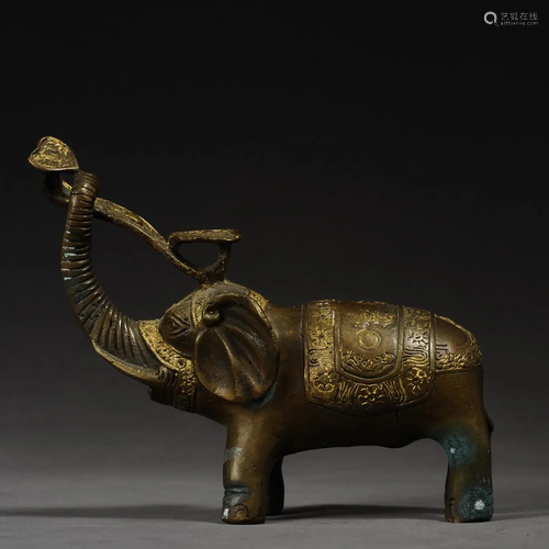 A bronze elephant sculpture