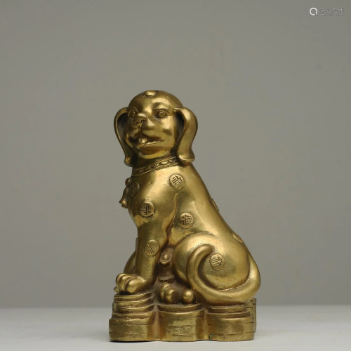 A bronze dog sculpture