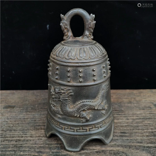 Chinese ancient temple dragon pattern iron bell
