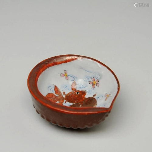 Japanese Meiji period goldfish teacup