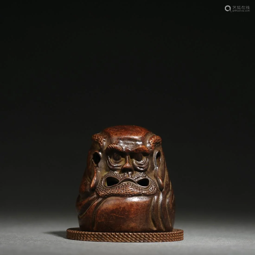 Japanese Showa Period Bronze Old Man Head Sculpture