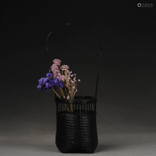 Japanese bamboo woven flower basket