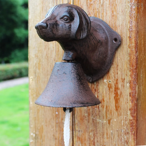 Japanese Cast Iron Dog Doorbell Sculpture