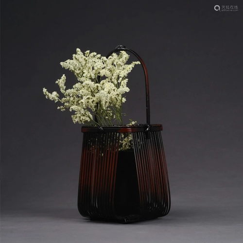 Japanese bamboo woven flower basket