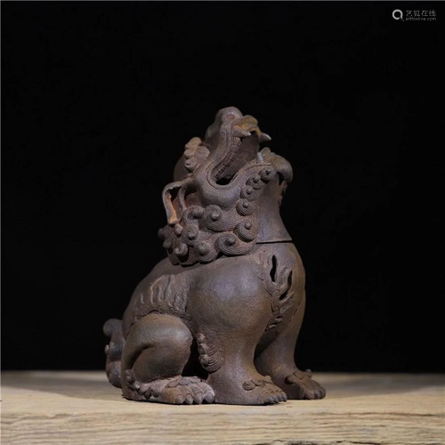 Chinese Antique Lion Censer Sculpture