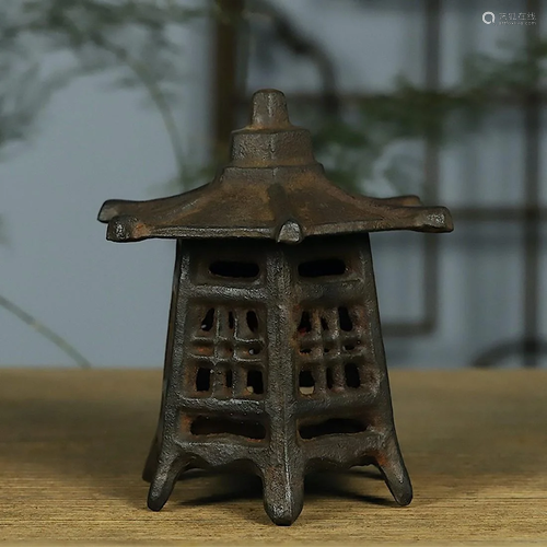 Japanese Meiji period iron candlesticks