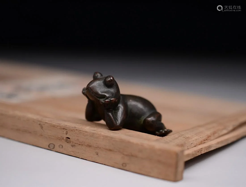 Japanese Showa Period Bronze Frog Sculpture