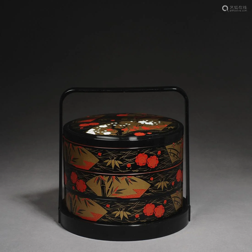 Japanese lacquer three-layer box