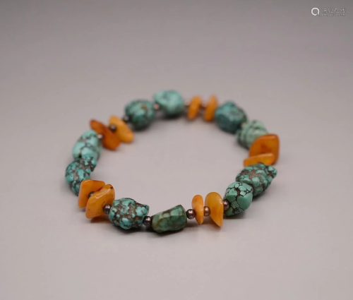 Tibetan Turquoise Amber Bracelet