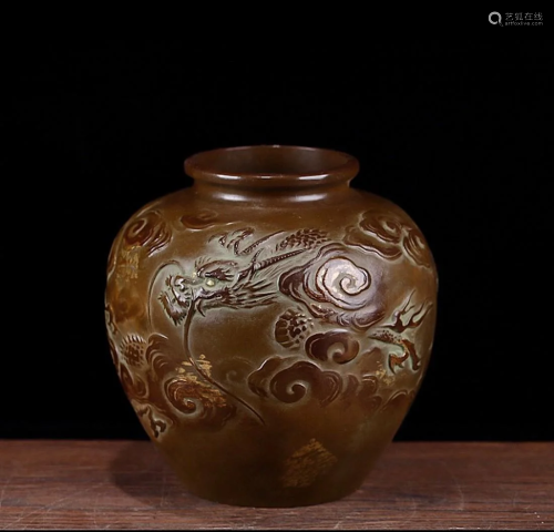 Japanese Meiji period red copper dragon vase