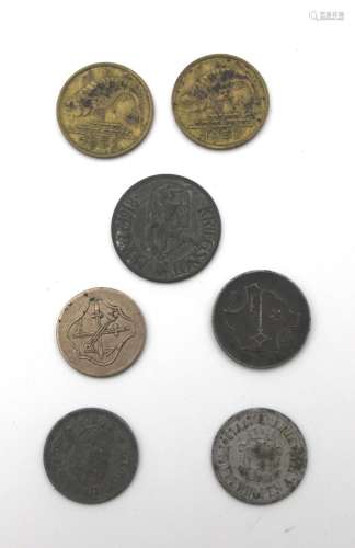 7X KRIEGSGROSCHEN ETC., DANZIG, WORMS, KISLEGG, DARMSTADT, 1...