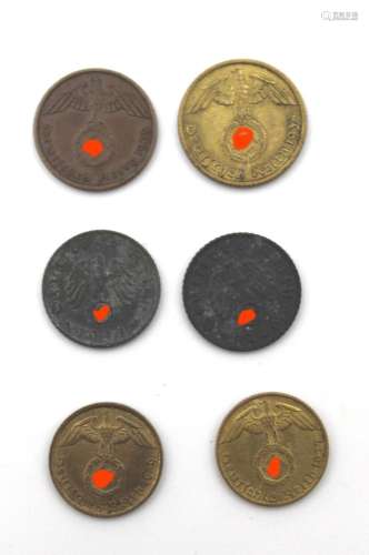 6X DIV. REICHS-PFENNIG, 1937-1941