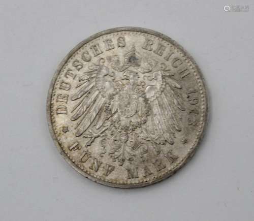 5 MARK DEUTSCHES REICH, 1913, WILHELM II