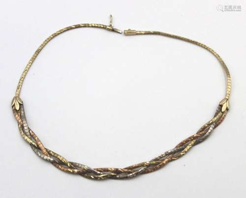 COLLIER, 333ER GOLD, TRICOLOR, CA. 19,4GR.,