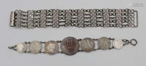 SILBER-ARMBAND UND MÜNZARMBAND, 19. JHD.