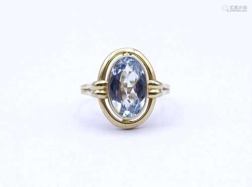 GG RING 0.333 MIT EINEN OVAL FACC. HELLBLAUEN EDELSTEIN