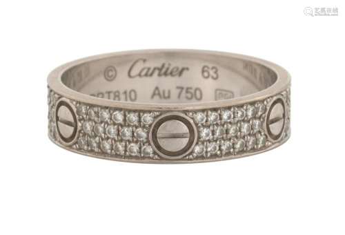 CARTIER, 18CT WHITE GOLD AND DIAMOND  LOVE  RING