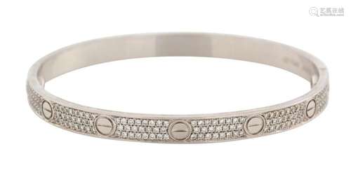 CARTIER, 18CT WHITE GOLD  LOVE  BANGLE