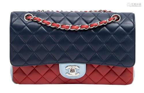 CHANEL, CLASSIC TRI-COLOUR DOUBLE FLAP BAG