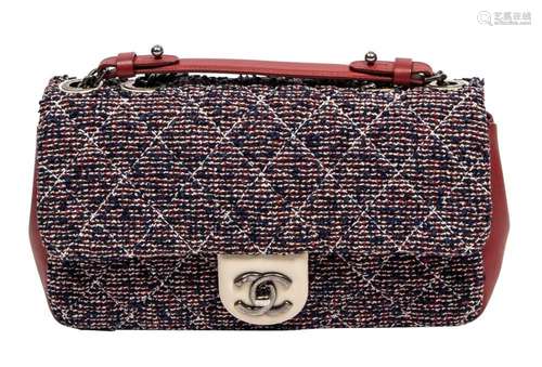 CHANEL, MULTI-COLOURED TWEED SINGLE FLAP BAG