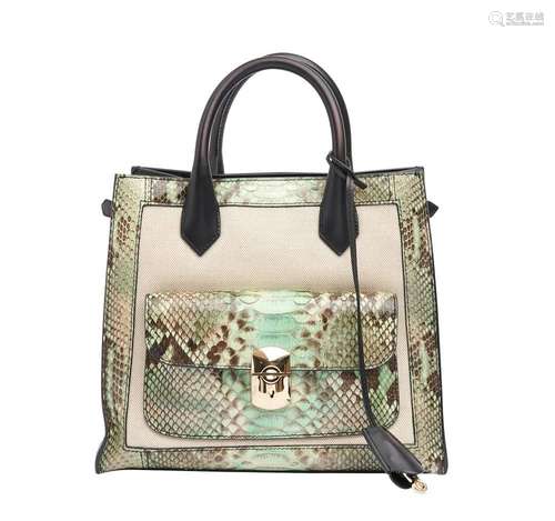 BALENCIAGA, PYTHON PADLOCK ALL AFTERNOON TOTE