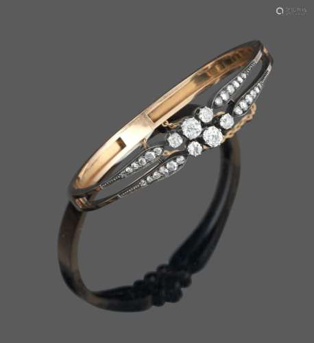 Bracelet rigide ouvrant En or rose 18k (750) et argent (800)