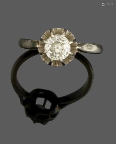 Bague solitaire En or gris 18k (750) orné d'