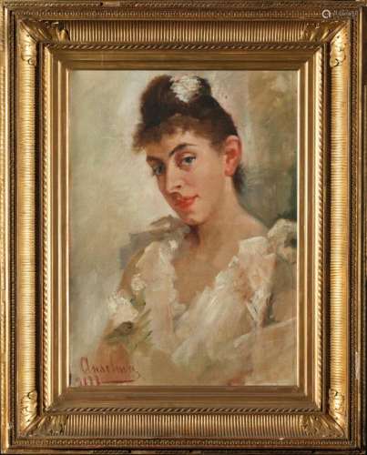 Maria LACROIX dite ANSELMA (1831 - 1907)Portrait de femmeHui...