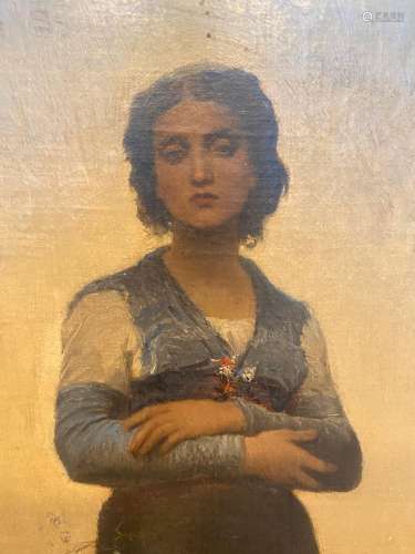 Eugène FEYEN-PERRIN (1815-1908)Jeune femme cueillant des fle...