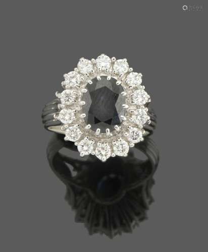 Bague Marguerite En or blanc 18k (750) sertie d'