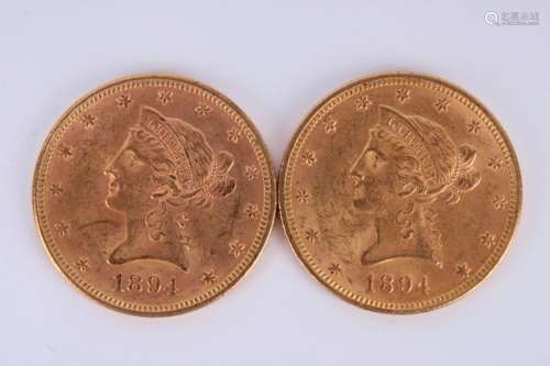 Etats Unis 5 pièces de 10 dollars or 1894
