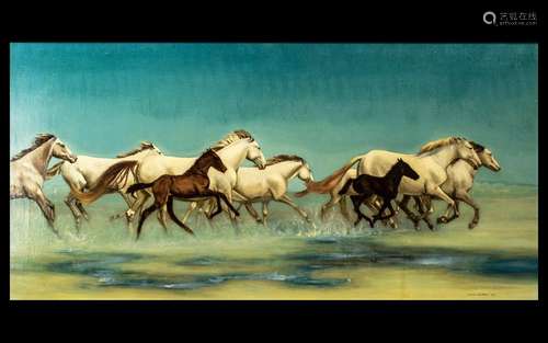 John Berry (1920-2010) Oil on Canvas `Running Free`, measure...