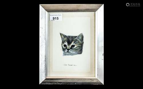 Steven Townsend Original Watercolour of a Cat, dated 1982, i...