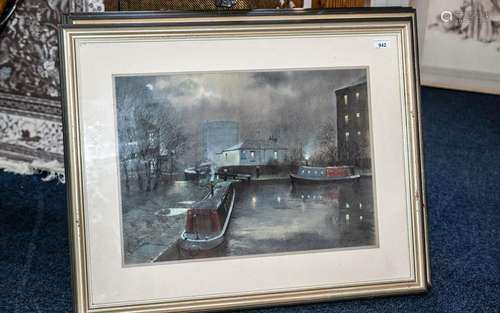 Original Pastel By Tom Brown entitled `Gasworks Basin`, moun...