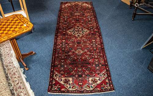 Washed Red Ground Persian Hamadam Runner, measures 272 x .85...