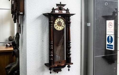 Vienna Wall Clock with glazed front and sides, cream chapter...