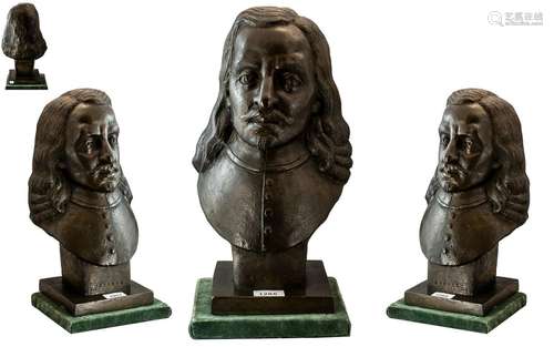 A Decorative Bronze Bust of Murillo, patinated bronze bust o...