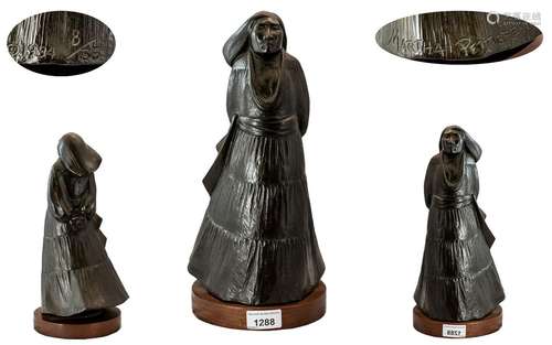 Bronze Figure of a Yazzie Girl signed by M Pettigrew. Cast b...