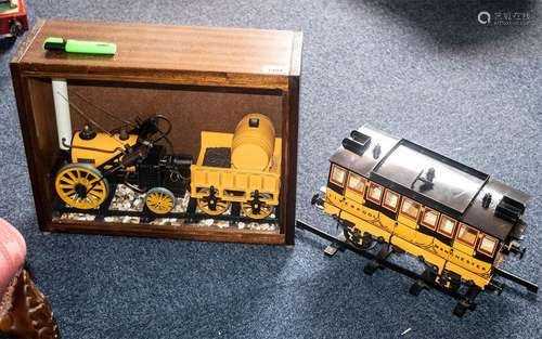 Stephenson`s Rocket Diecast Model In Wooden Display Case. To...