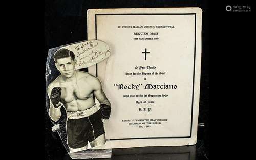 Boxing Interest - Rocky Marciano Funeral Card, dated 6th Sep...