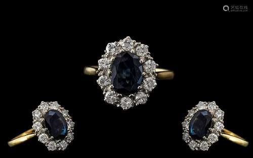 18ct Gold Ladies - Good Quality and Attractive Sapphire and ...