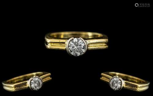 18ct Gold Superb Quality Single Stone Diamond Ring, Modern S...