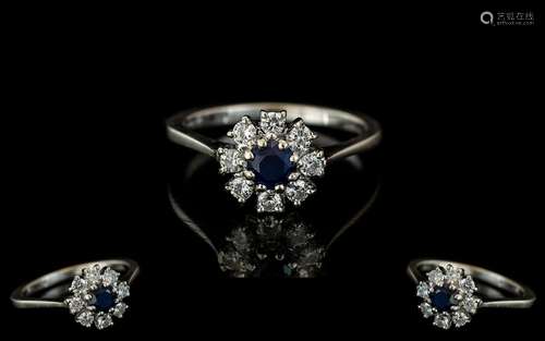 Ladies - 18ct White Gold Attractive Diamond and Sapphire Set...