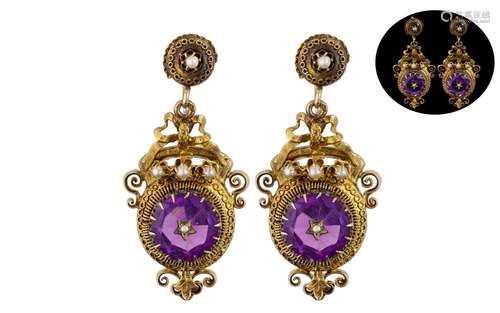 Late Georgian Period Superb Pair of 18ct Gold Amethyst and S...