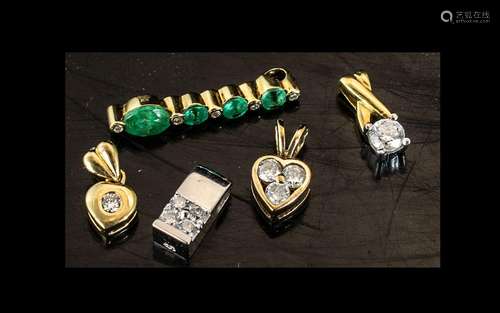 A Collection Of Five 18ct Diamond Pendants, One Set With Alt...