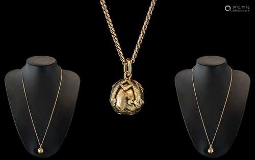 9ct Gold Masonic Ball Attached to a 9ct Gold Chain. Both Mar...