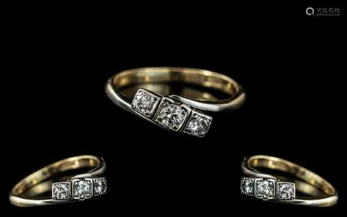 18ct Gold Attractive 3 Stone Diamond Ring. Marked 18ct Gold ...