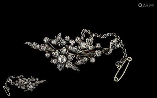 Edwardian Period 1902 - 1910 Good Quality Diamond Set Brooch...