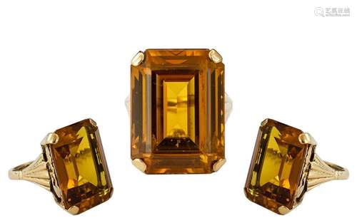 A Ladies - Superb Antique Period 9ct Gold Single Stone Orang...