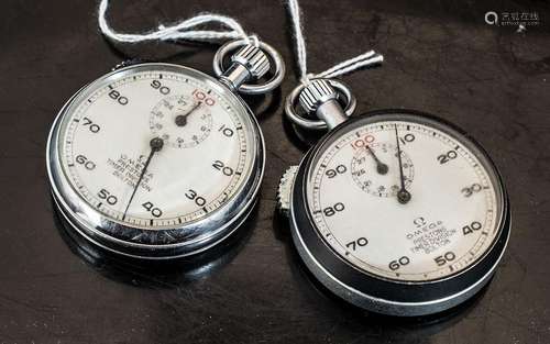 Omega - Vintage Commercial Chrome Cased Stopwatches ( 2 ) Ma...